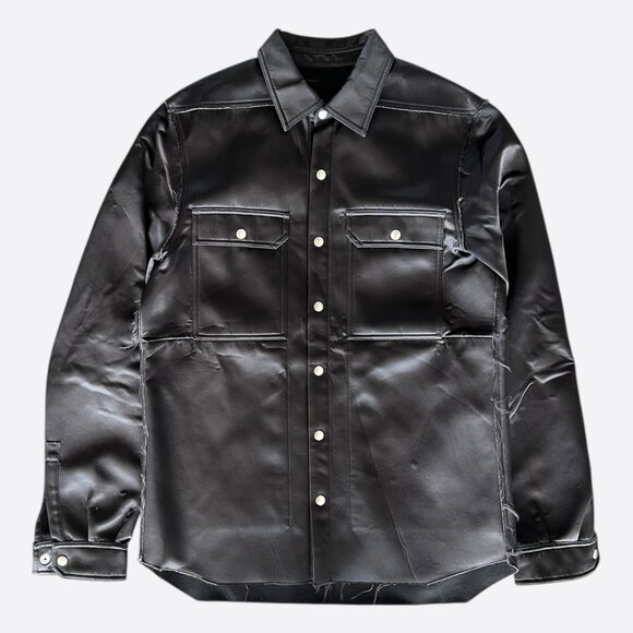 Rick Owens Black Distressed Nylon Overshirt